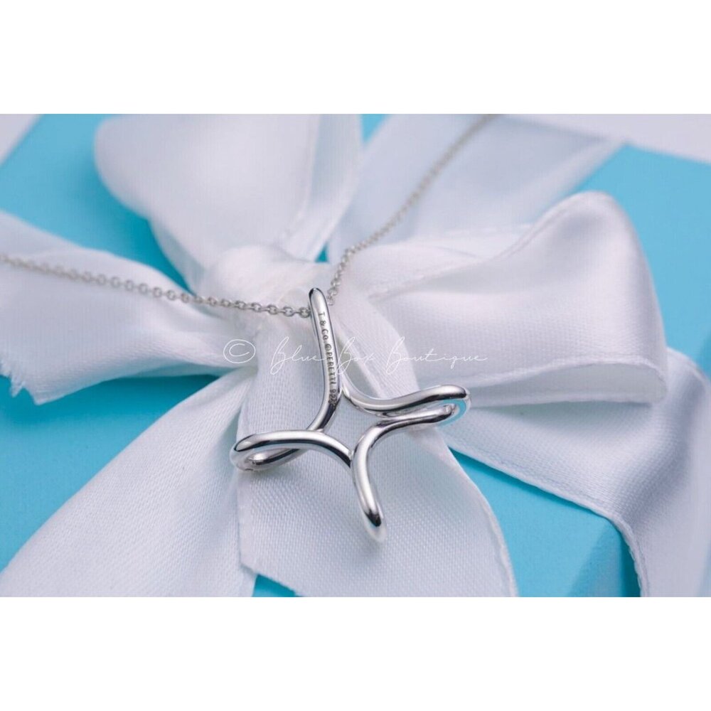 Tiffany & Co. Elsa Peretti Infinity Cross Pendant Necklace in Silver 16" - Picture 3 of 9